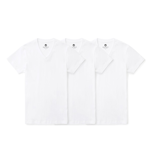 BODY GLOVE メンズ 3P Pack VネックTシャツ(ホワイト-M)