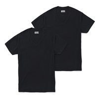 JOCKEY メンズ 同色 2枚組 Ｖネック半袖Tシャツ(ブラック-M)