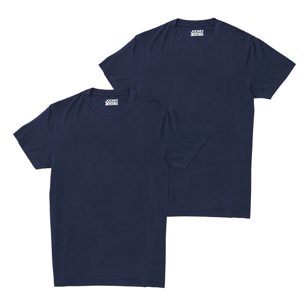 JOCKEY メンズ 同色2枚組 クルーネック半袖Tシャツ(ネイビー-M)
