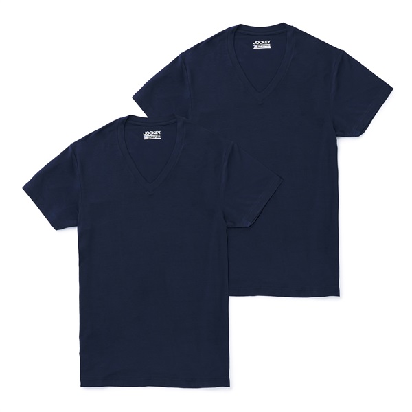 JOCKEY メンズ 同色 2枚組 Ｖネック半袖Tシャツ(ネイビー-M)