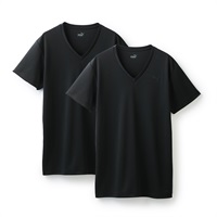 PUMA メンズ 2枚組 DRYハニカム Vネックシャツ(ブラック-M)