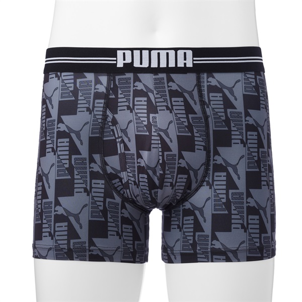 PUMA メンズ ストレッチプリントボクサー（前開き）(グレー-M)