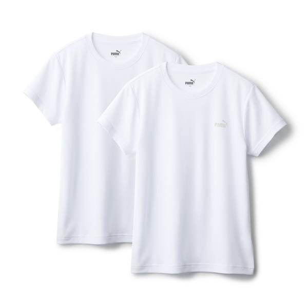 PUMA ボーイズ 2枚組 DRY ハニカムクルーネックシャツ(ホワイト-150)