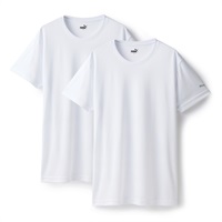 PUMA メンズ 2枚組 ハニカムメッシュ クルーネックシャツ(ホワイト-M)