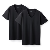 PUMA メンズ 2枚組 ハニカムメッシュVネックシャツ(ブラック-M)