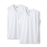 PUMA メンズ 2枚組 ハニカムメッシュノースリーブVネックシャツ