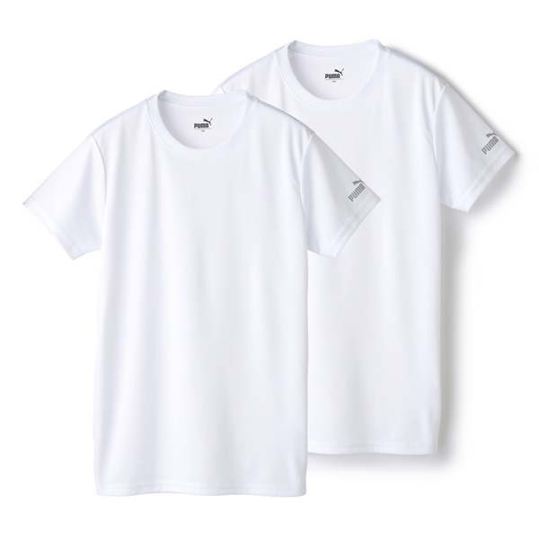 PUMA ボーイズ 2枚組 DRYハニカム クルーネックシャツ(ホワイト-140)