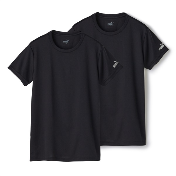 PUMA ボーイズ 2枚組 DRYハニカム クルーネックシャツ(ブラック-160)