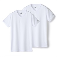 PUMA ボーイズ 2枚組 DRYハニカム Vネックシャツ(ホワイト-140)