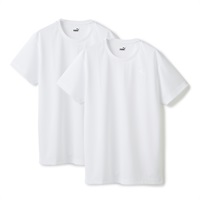 PUMA メンズ 2枚組 DRYハニカム クルーネックシャツ(ホワイト-M)