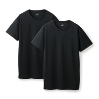PUMA メンズ 2枚組 DRYハニカム クルーネックシャツ(ブラック-M)