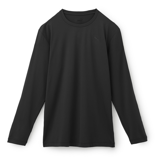 PUMA メンズ クルーネックロングスリーブシャツ(ブラック-LL)