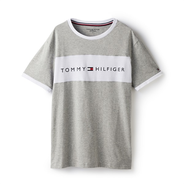 Tommy Hilfiger メンズ オリジナル コットンTシャツ フラッグロゴ(グレー杢-M)
