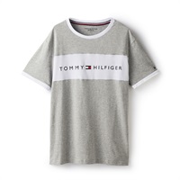 Tommy Hilfiger メンズ オリジナル コットンTシャツ フラッグロゴ(グレー杢-S)