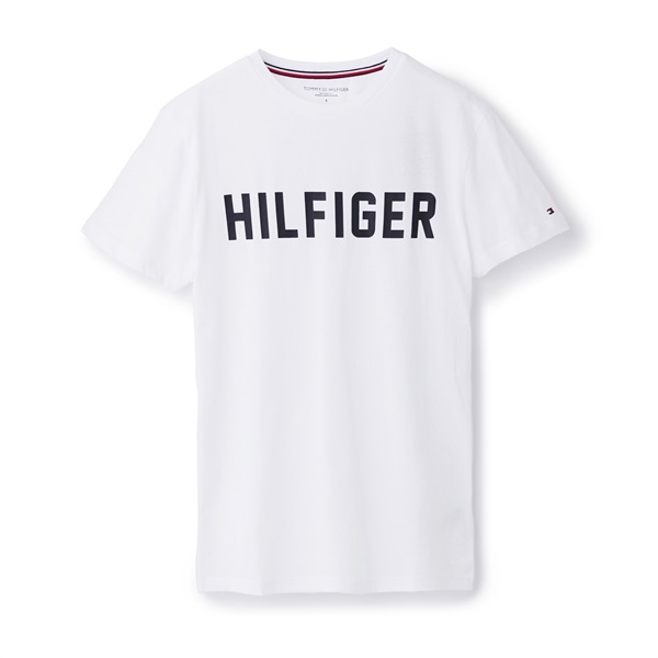 Tommy Hilfiger メンズ オリジナル コットン HILFIGERロゴ Tシャツ(ホワイト-S)