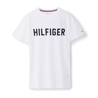 Tommy Hilfiger メンズ オリジナル コットン HILFIGERロゴ Tシャツ(ホワイト-S)