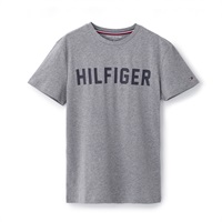 Tommy Hilfiger メンズ オリジナル コットン HILFIGERロゴ Tシャツ(グレー杢-S)